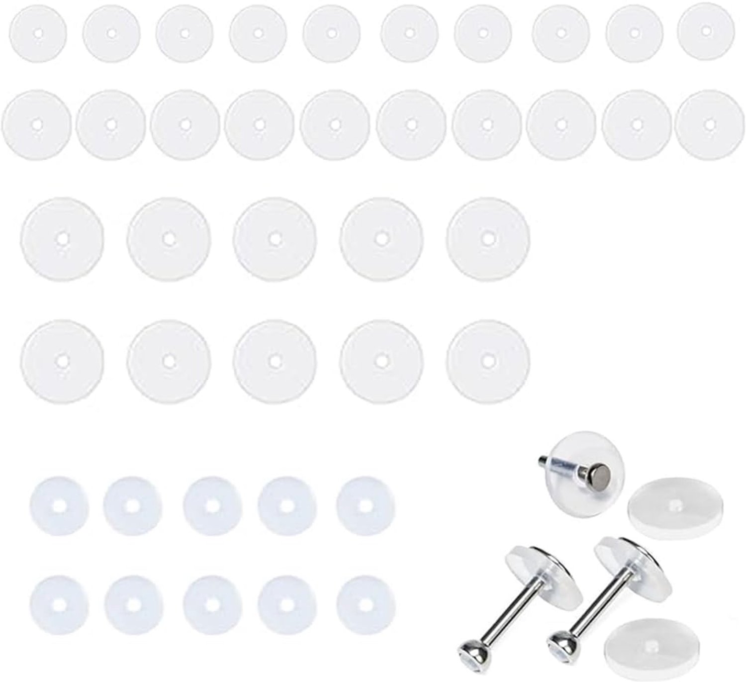 Pack of 30 Silicone Pads with 10 Fixing Rings, Accessories for Healing and Stabilizing Piercings, Transparent Pads for - ShopVlot