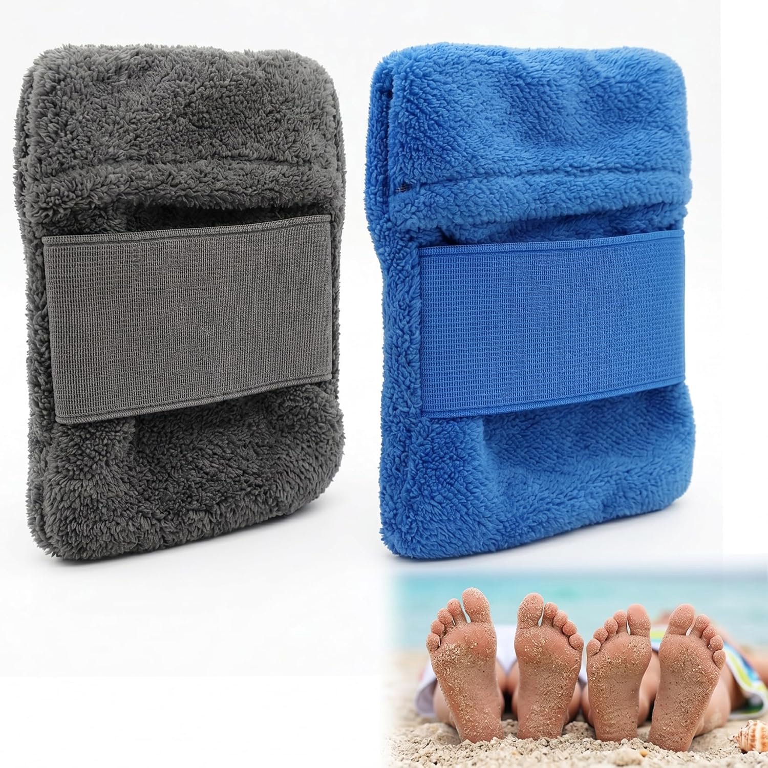 Kit 2 pieces beach sand remover, soft brush glove, reusable cleaner and pouches - ShopVlot