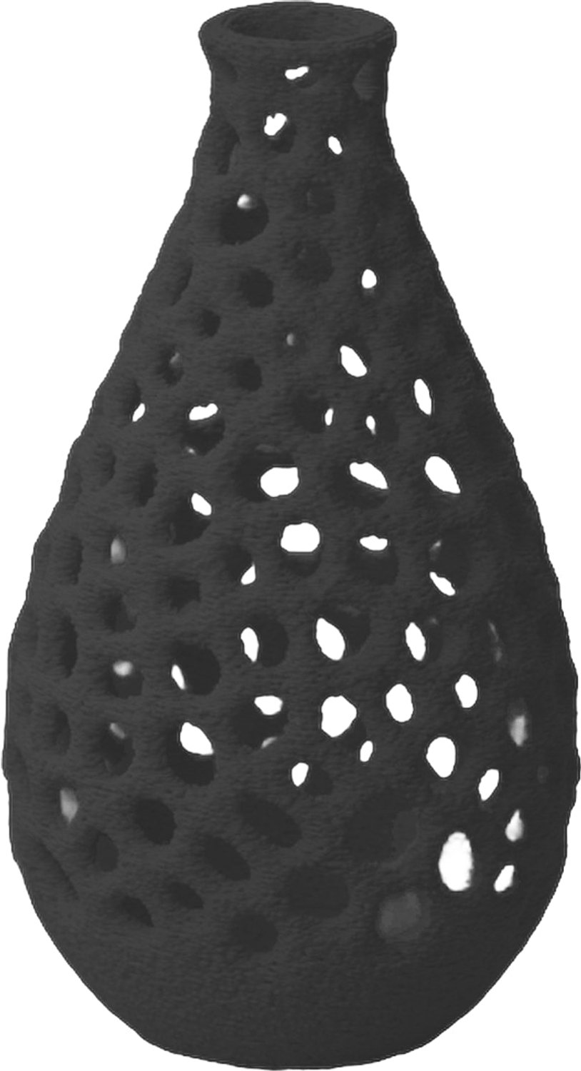 Layvo LIVA Vaas - Zwart - D15 x H25 cm - droogbloemen vaas - organische vaas - gerecycled plastic