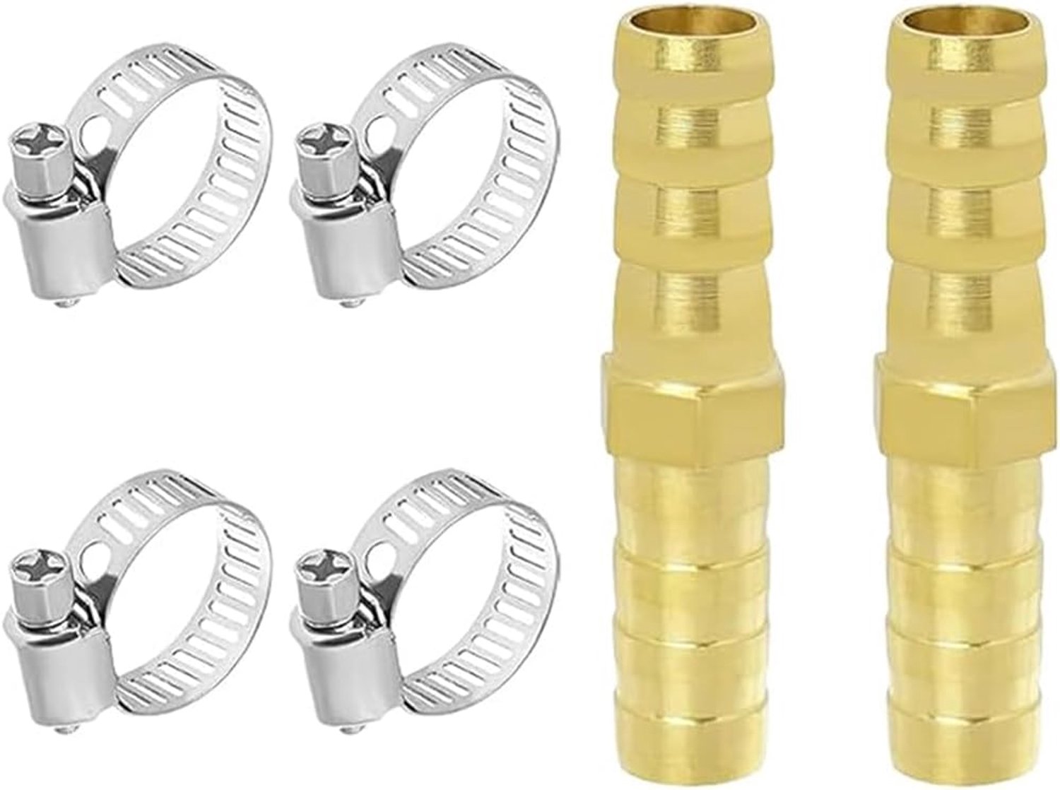 Slangverbindingen set van 4 - 16 mm massief messing - rechte geribbelde adapter - maximale waterdichtheid - ShopVlot