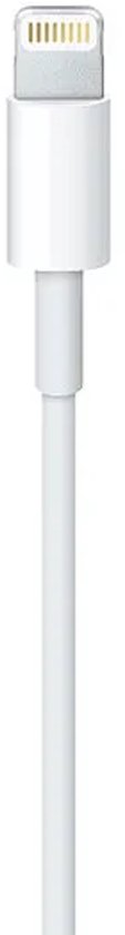 Witte Apple Lightning-connector aan een oplaadkabel van 1 meter.
