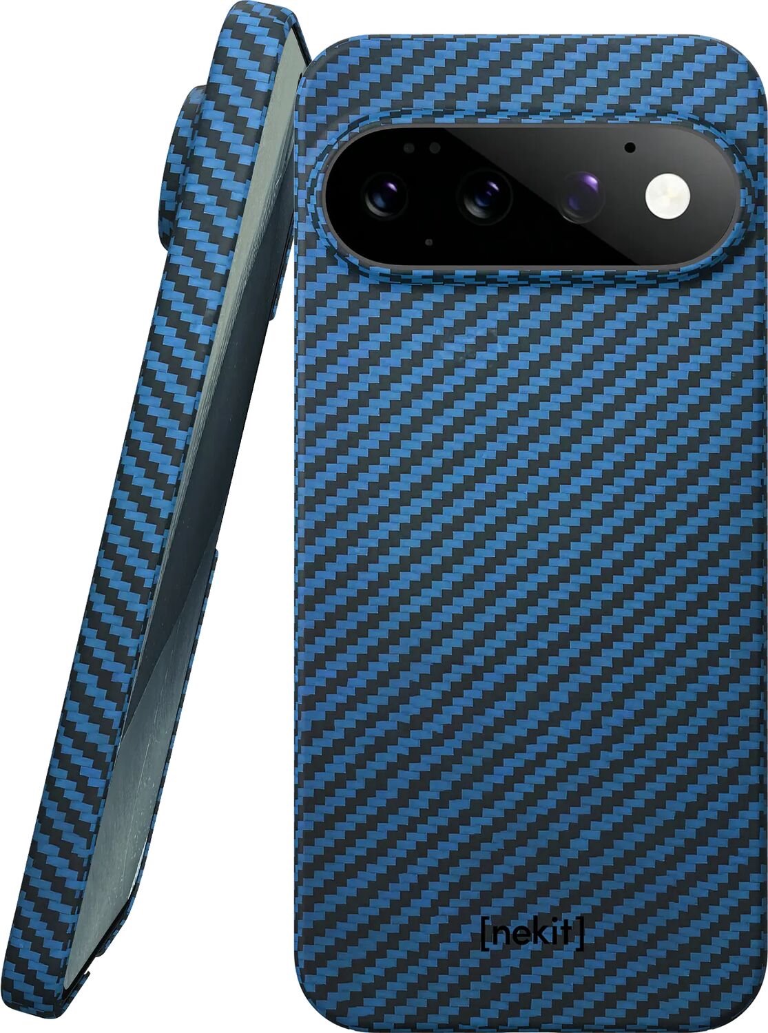 NEKIT Fiber Hoesje Geschikt voor Google Pixel 11 Pro XL - Compatibel met MagSafe en Qi2 - High-Tech Kevlar - Back Cover Ultra Dun - Blauw