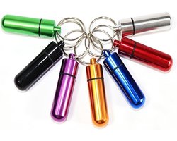 Mini-pillendoos voor reizen, 7-delig, draagbaar en waterdicht, compact design in diverse kleuren, ideaal voor medicijnen en supplementen, 14 mm x 52 mm