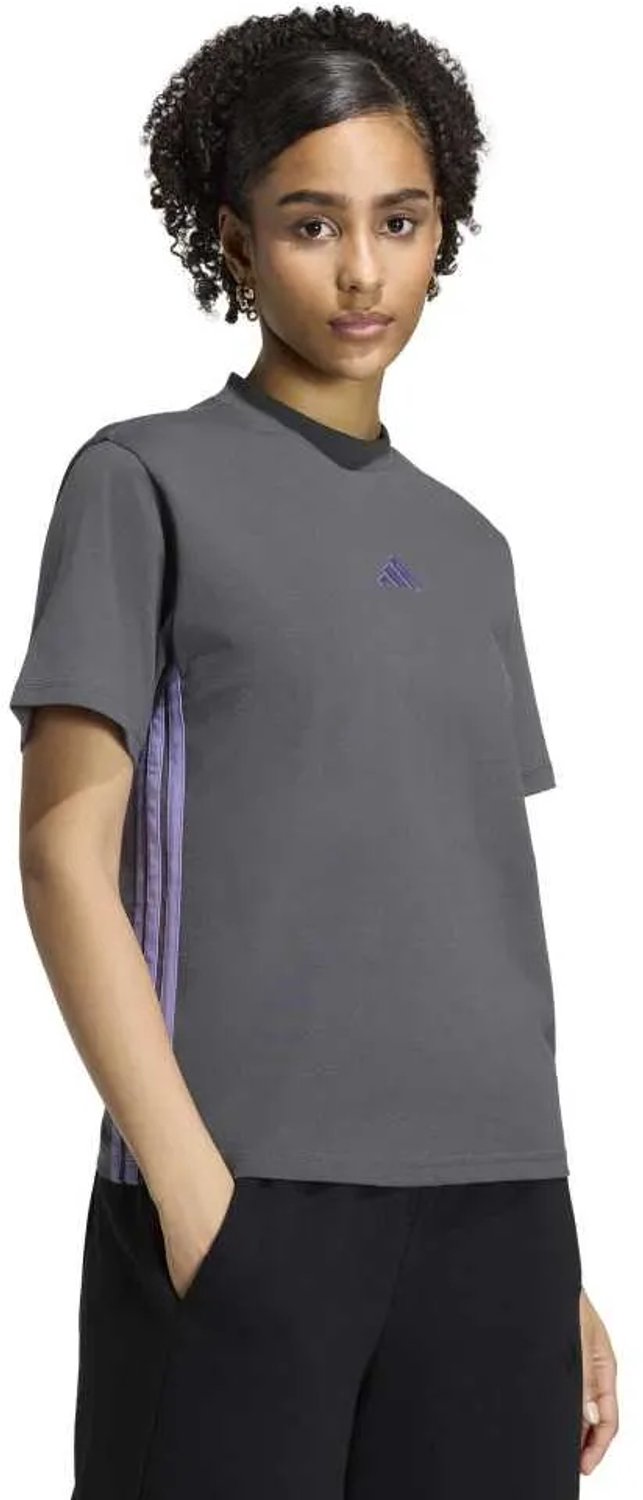 Adidas Essentials 3 Stripes Cotton T-shirt Met Korte Mouwen Vrouw Grijs