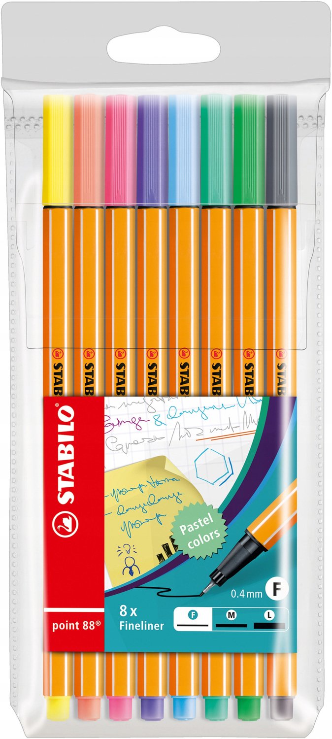 Stabilo Fineliners Pastel Set - 8 Stuks - 0.4mm Lijn