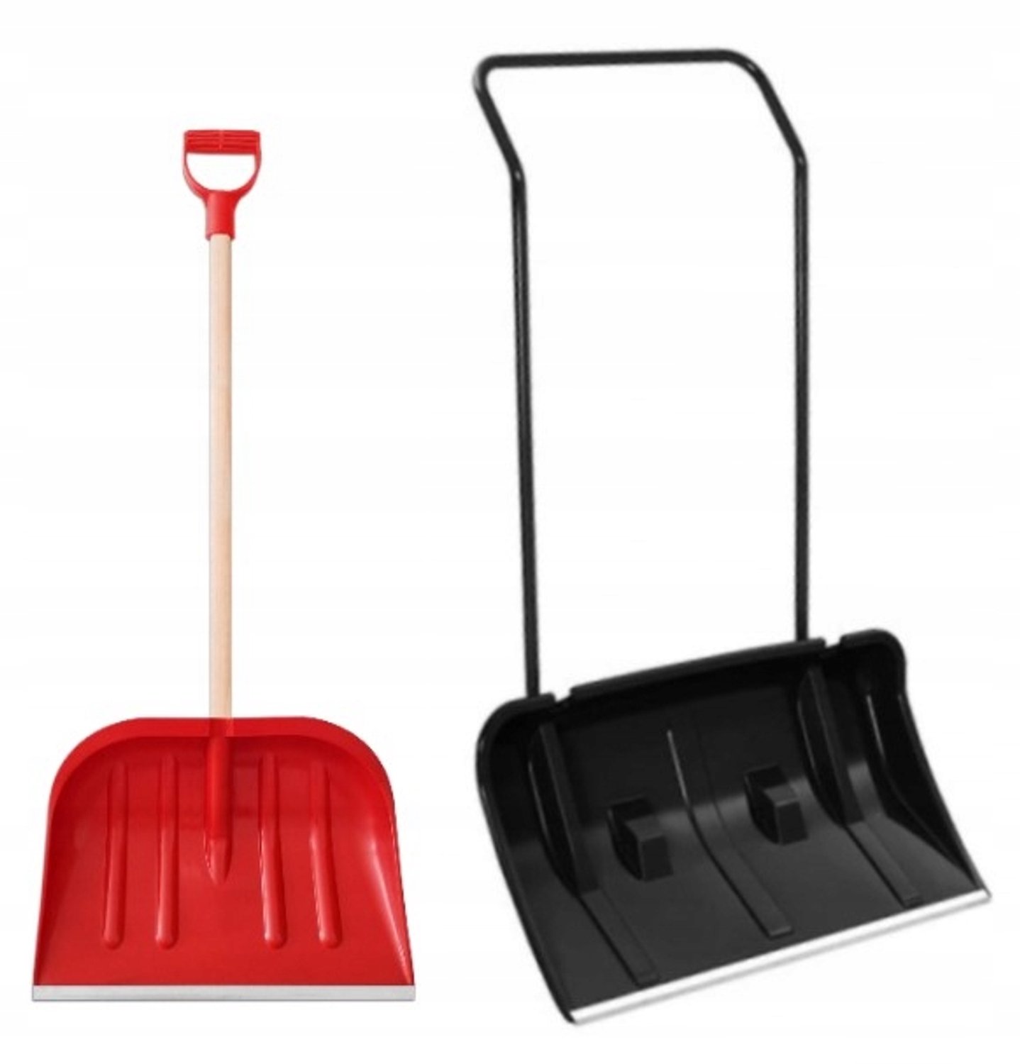 Sneeuwschuiver Set: Zwarte 80x140cm Schuiver + Rode 47,5x134cm Schep