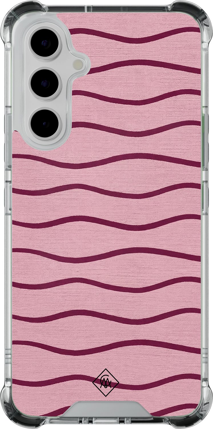 Casimoda® hoesje - Geschikt voor Samsung Galaxy A55 - Soft Stripes - Shockproof case - Extra sterk - TPU/polycarbonaat - Roze, Transparant