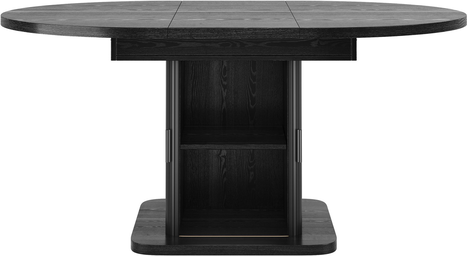 SONNENH Uitschuifbare eettafel met opbergvoet en schuifdeuren - Zwart - 110 tot 149,8 cm