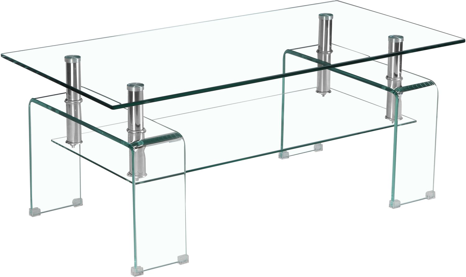 SONNENH Glazen salontafel met 2 niveaus - Transparant - 100 x 55 x 45 cm