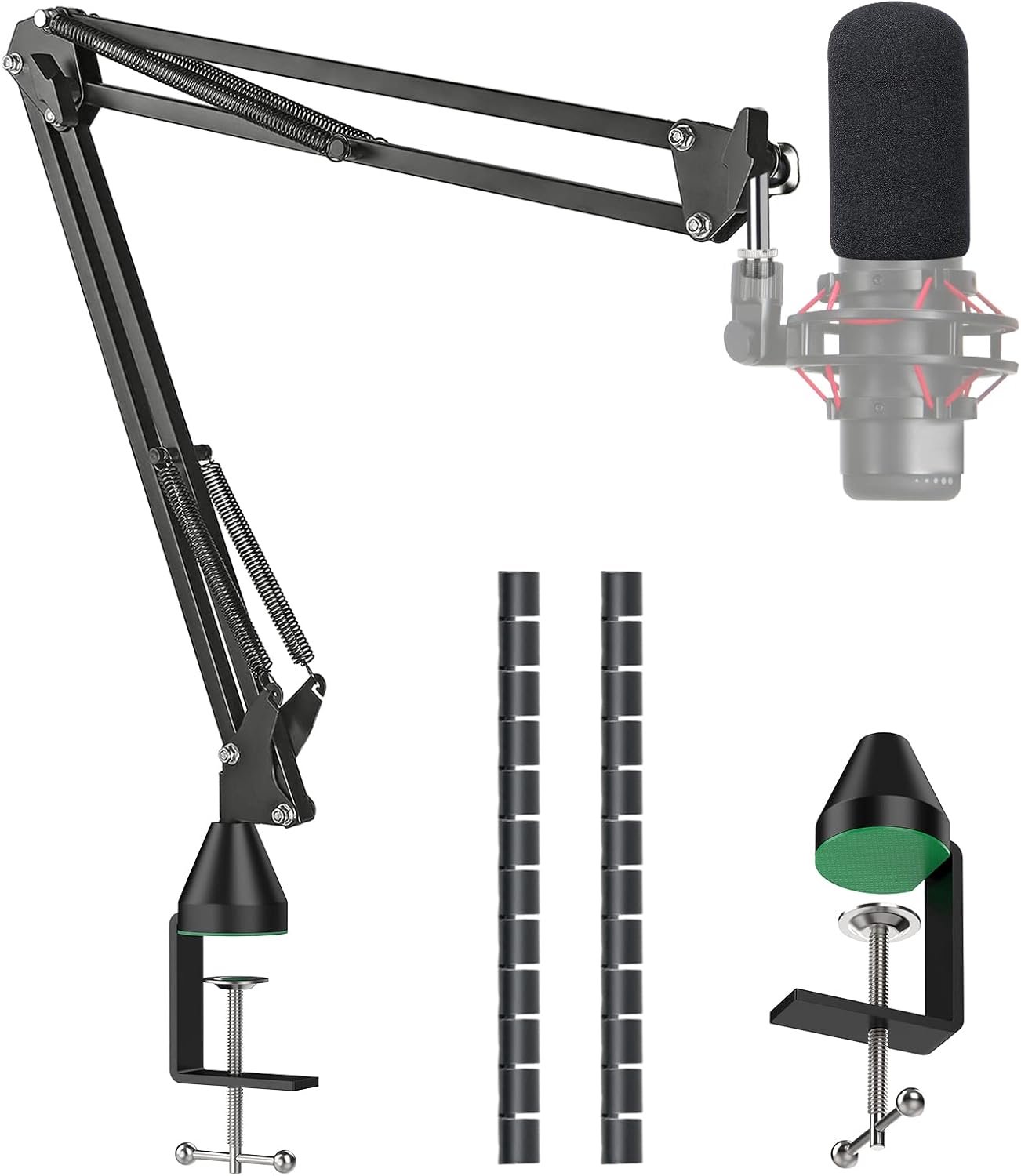 SnelShoppen - Professionele Microfoon Boom Arm Stand met Foam Cover - Schaar Mic Stand voor Podcasting, Streaming en Gaming - Compatibel met HyperX Qu
