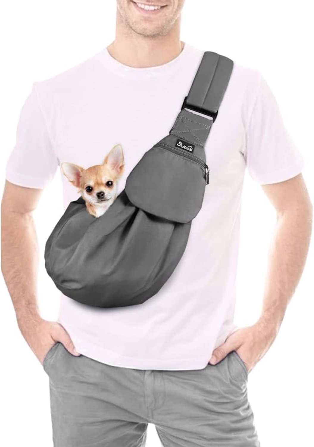 SnelShoppen - Draagtas voor Honden en Katten - Handsfree Pet Carrier met Verstelbare Schouderband en Voorvak - Veilig en Comfortabel voor Buiten, Wand