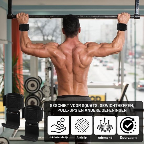 Pull-Up Hulp met Haakjes voor Krachttraining, Ideaal voor Deadlifts en Gewichtheffen, Geschikt voor Mannen en Vrouwen — afbeelding 3