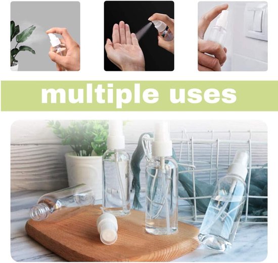 SnelShoppen - Sprayfles Set - 4 x 100 ml Transparante Plastic Sprayflessen - Fijne Mistverstuiver voor Parfum, Olie en Huidverzorging - Inclusief 2 Tr — afbeelding 5