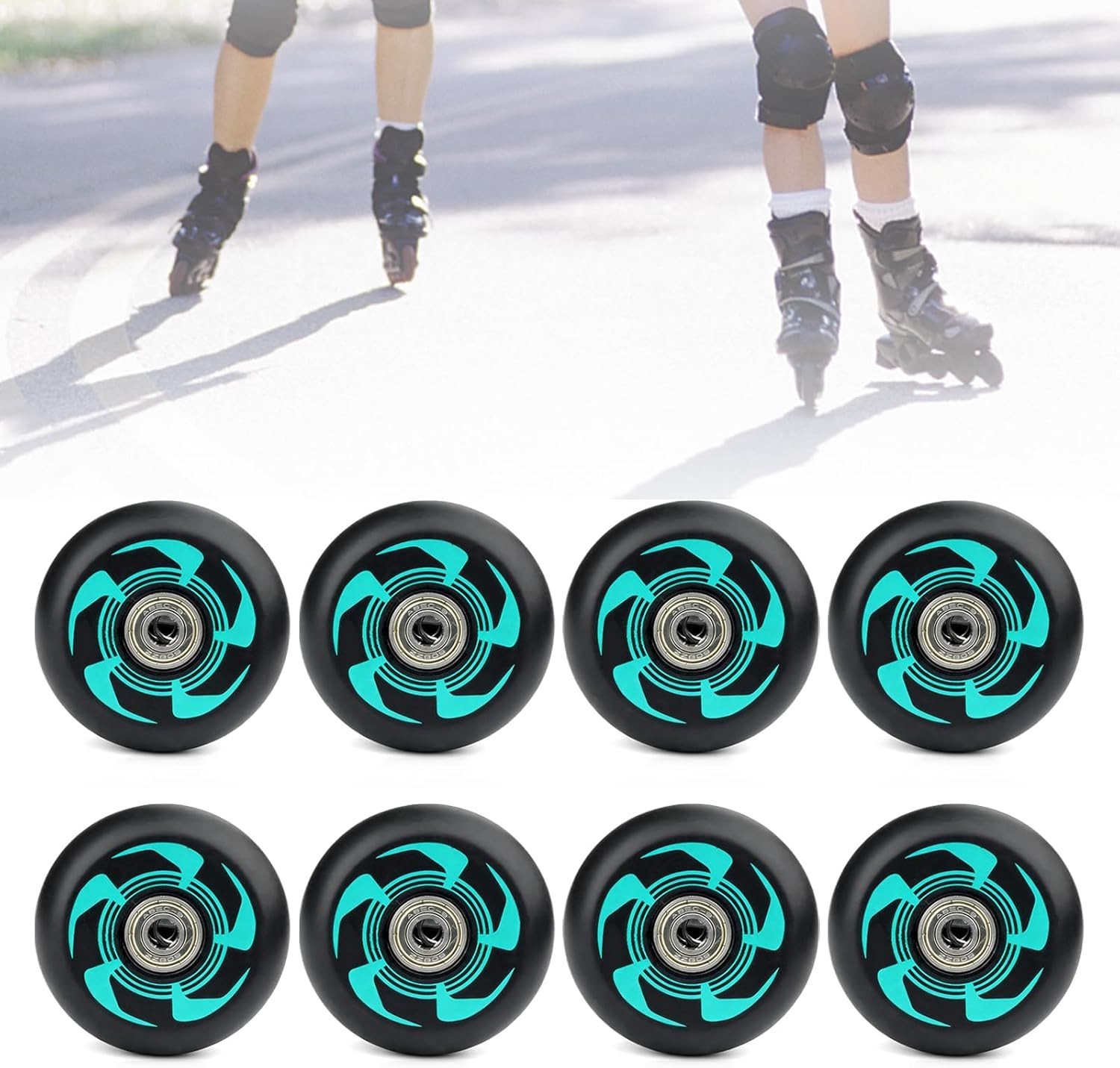 Set van 8 Inline Skate Wielen 80mm 76mm 90A met ABEC 9 Lagers voor Binnen en Buiten Geschikt voor Roller Skates en Freestyle Skaten