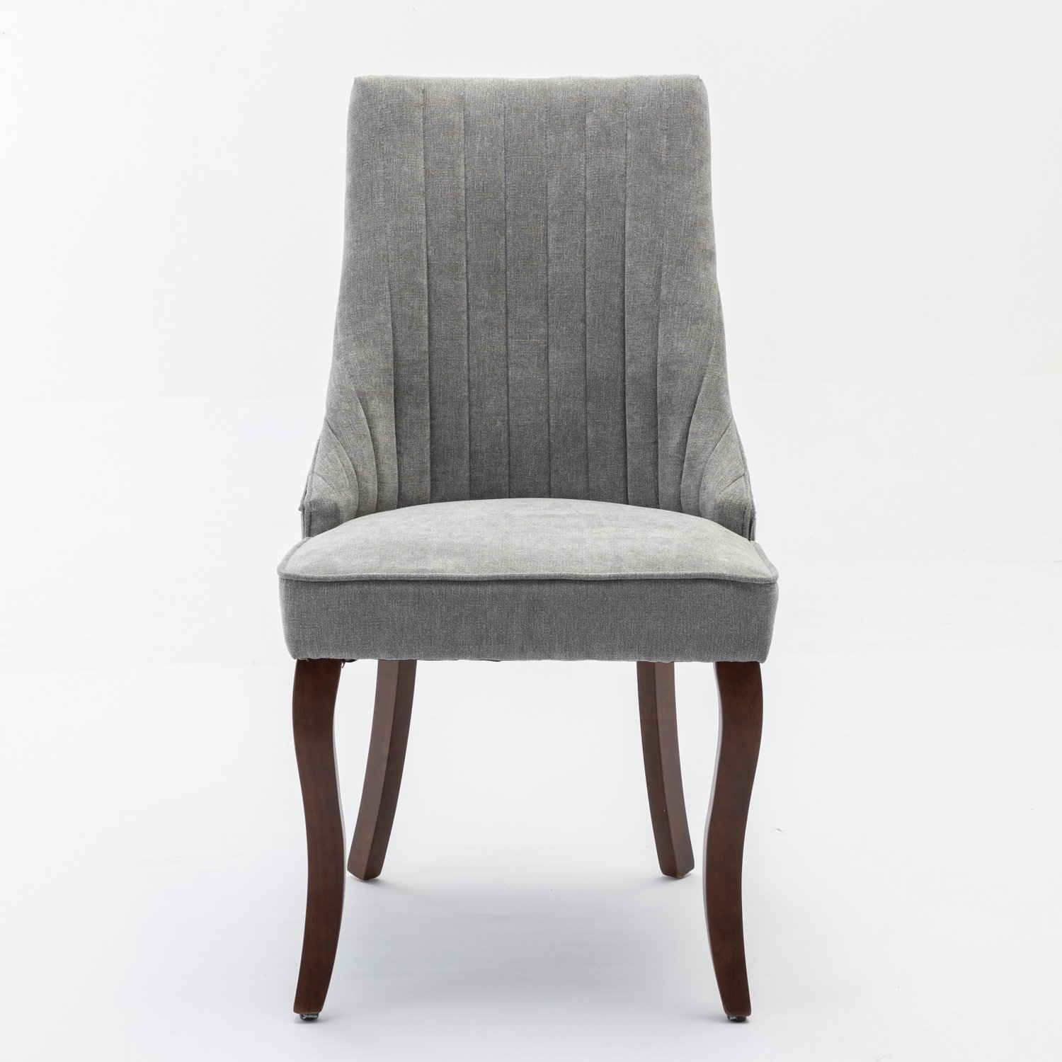 SONNENH Eetkamerstoelen set van 2 - Chenille - Houten poten - Grijs