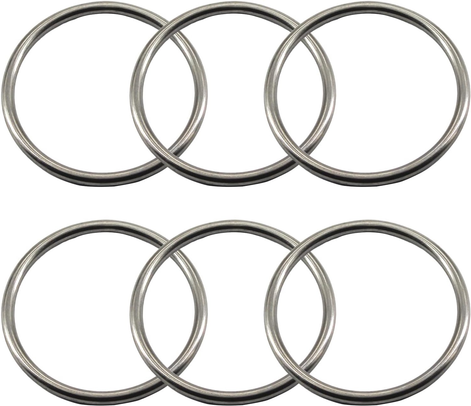 6Pcs 6x70mm Stainless Steel Welded O Ring for Fitness Rings, Camping Belt, Yoga Rings, Dog Necklaces - ShopVlot