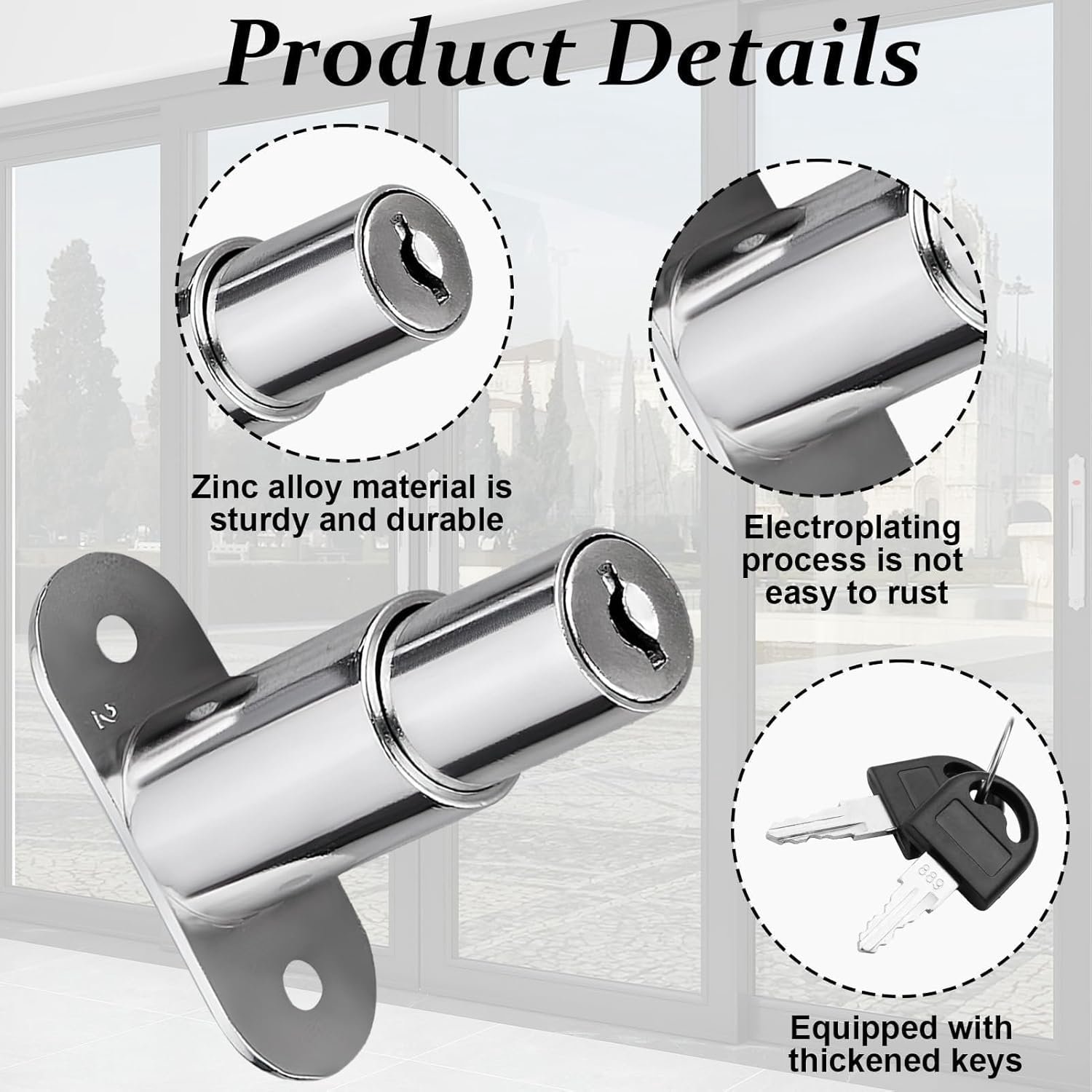 Dailygoods- Kastslot robuust staal - Schuifdeur - Drukcilinder - Meubelcilinder - Cilinderdiameter 19 mm - Inclusief sleutel - Deurslot