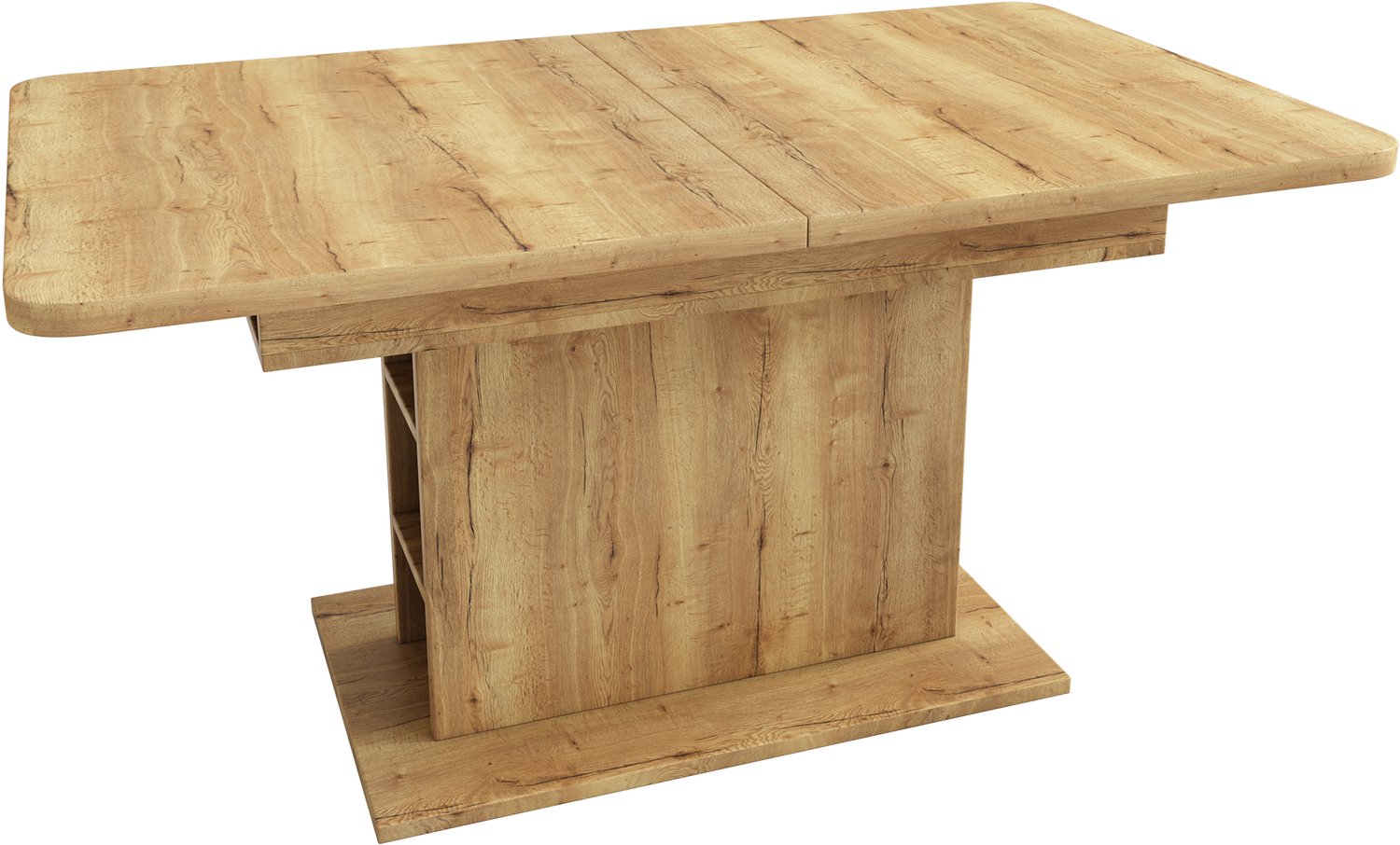 SONNENH Uitschuifbare eettafel met opbergvakken - 110 tot 130 cm - Natuurlijke houtlook