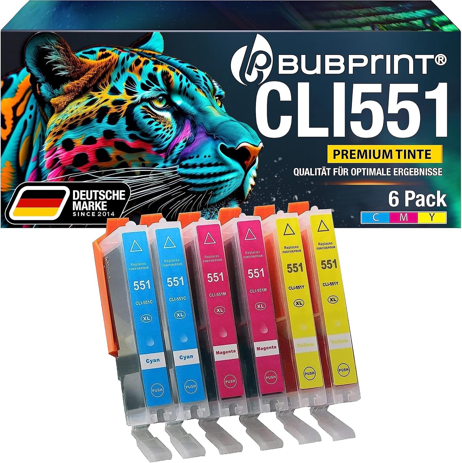 Bubprint 6 Cartridges Compatible with Canon CLI-551XL - Compatible with Pixma IP7250 IX6850 IP8750 MG5550 MG5650 - ShopVlot