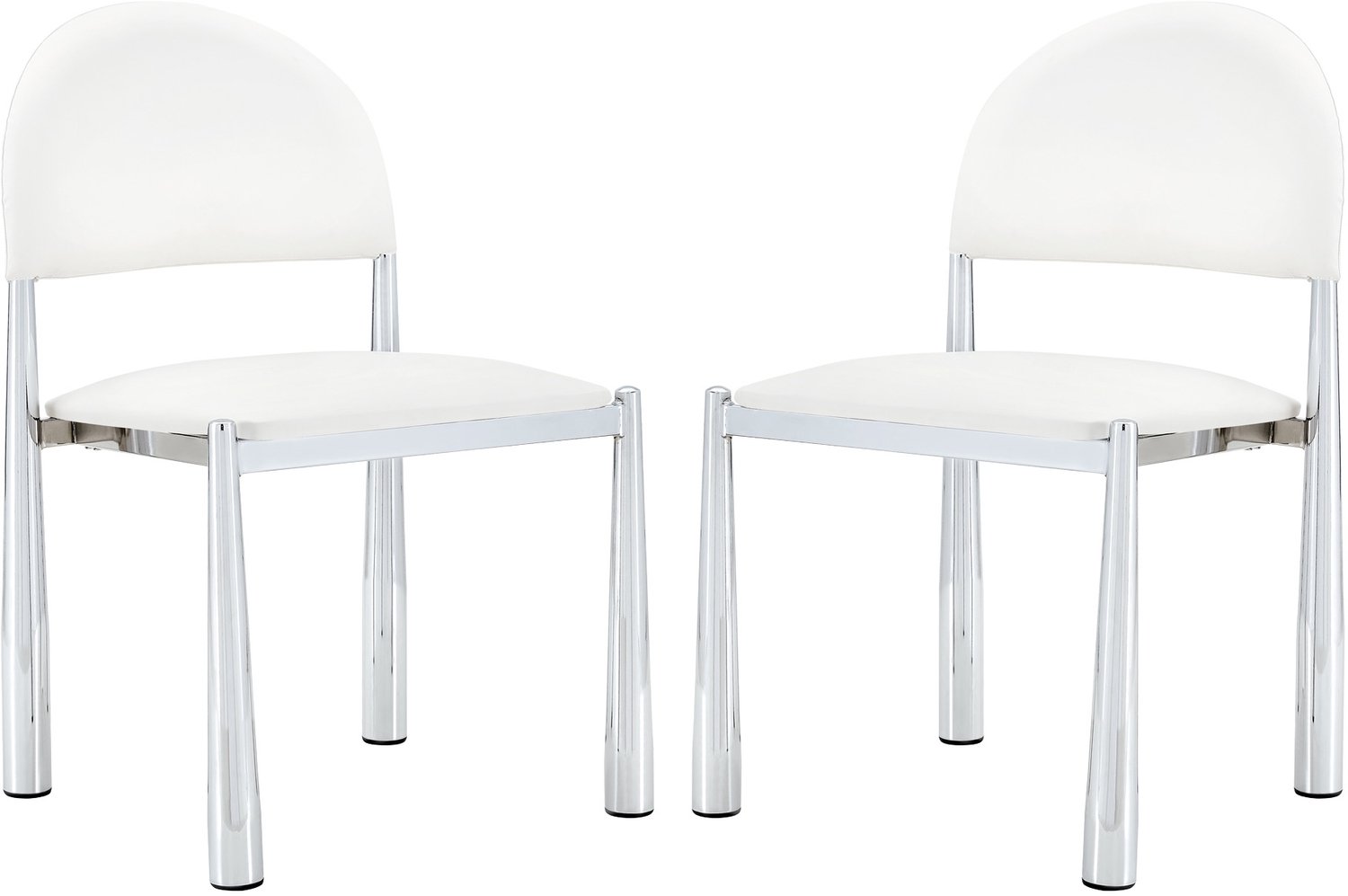 SONNENH Eetkamerstoelen set van 2 met halfronde rug - PU-kunstleer - witte bekleding - zilverkleurige metalen poten Wit / Zilverkleurig