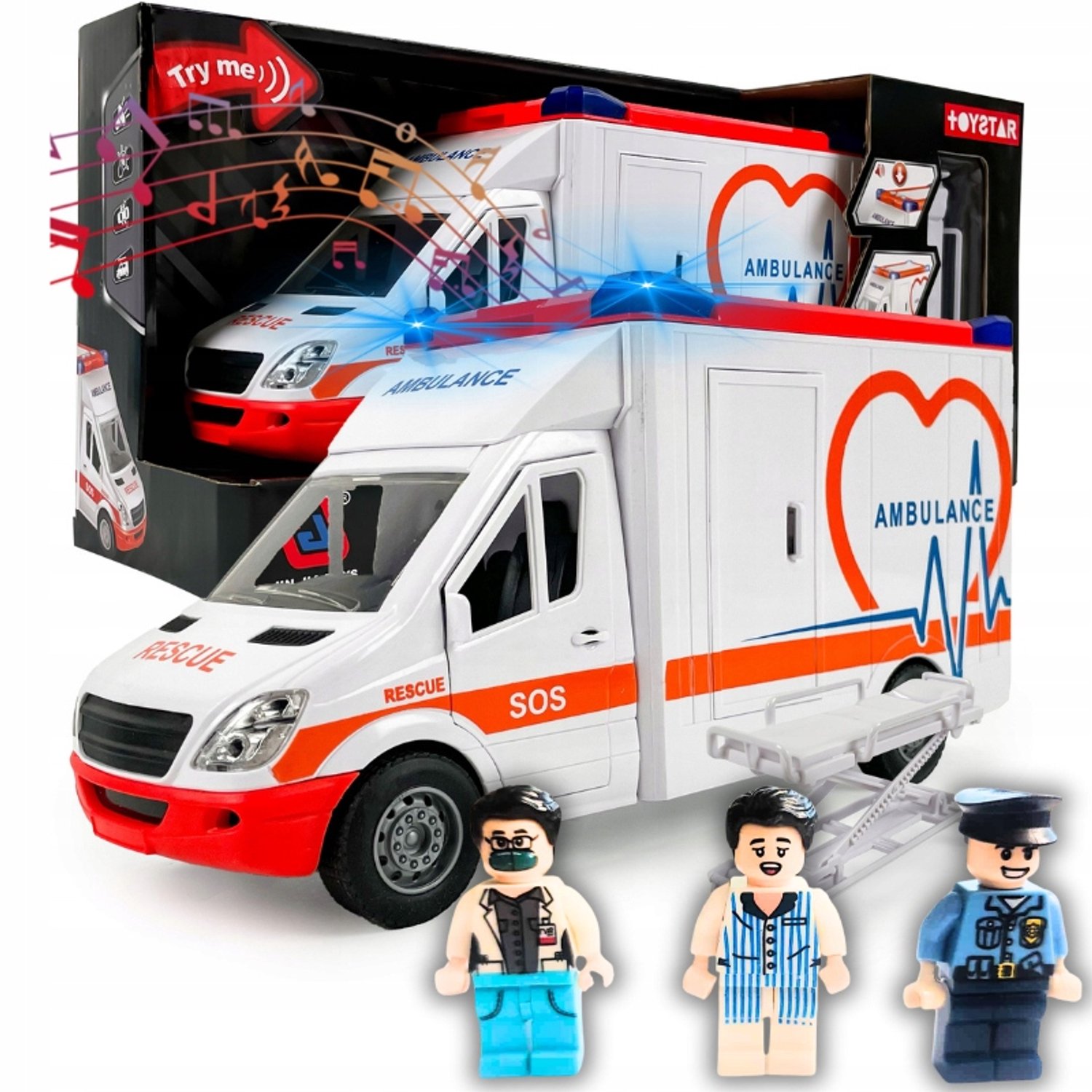 Grote Interactieve Ambulance Speelgoed met Geluid & Licht, Figuren