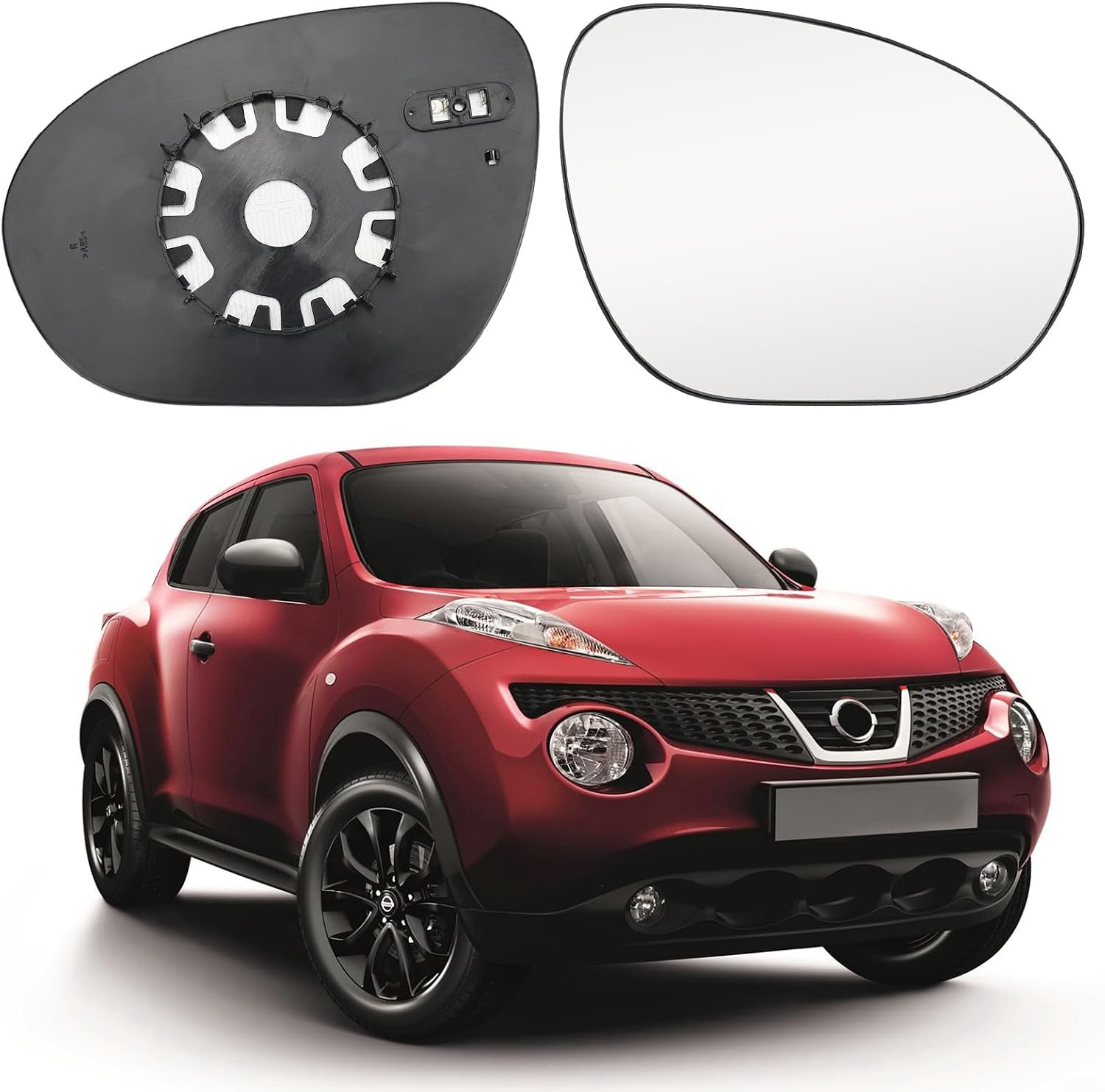 Mirror Glass Replacement for Nissan Juke 2010-2014, Outside Mirror Glass, Aspherical Adjustable, Reversing Glass - ShopVlot