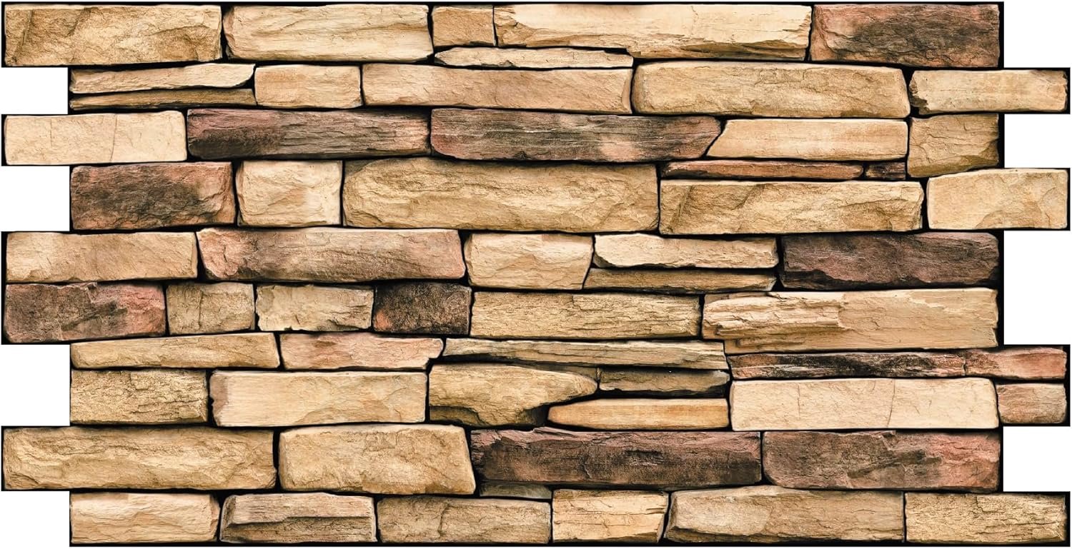Grace Baltic - 3D wall panels for interior wall decoration, non-adhesive, thin and elastic, made of PVC (10, Natural Arduin.)