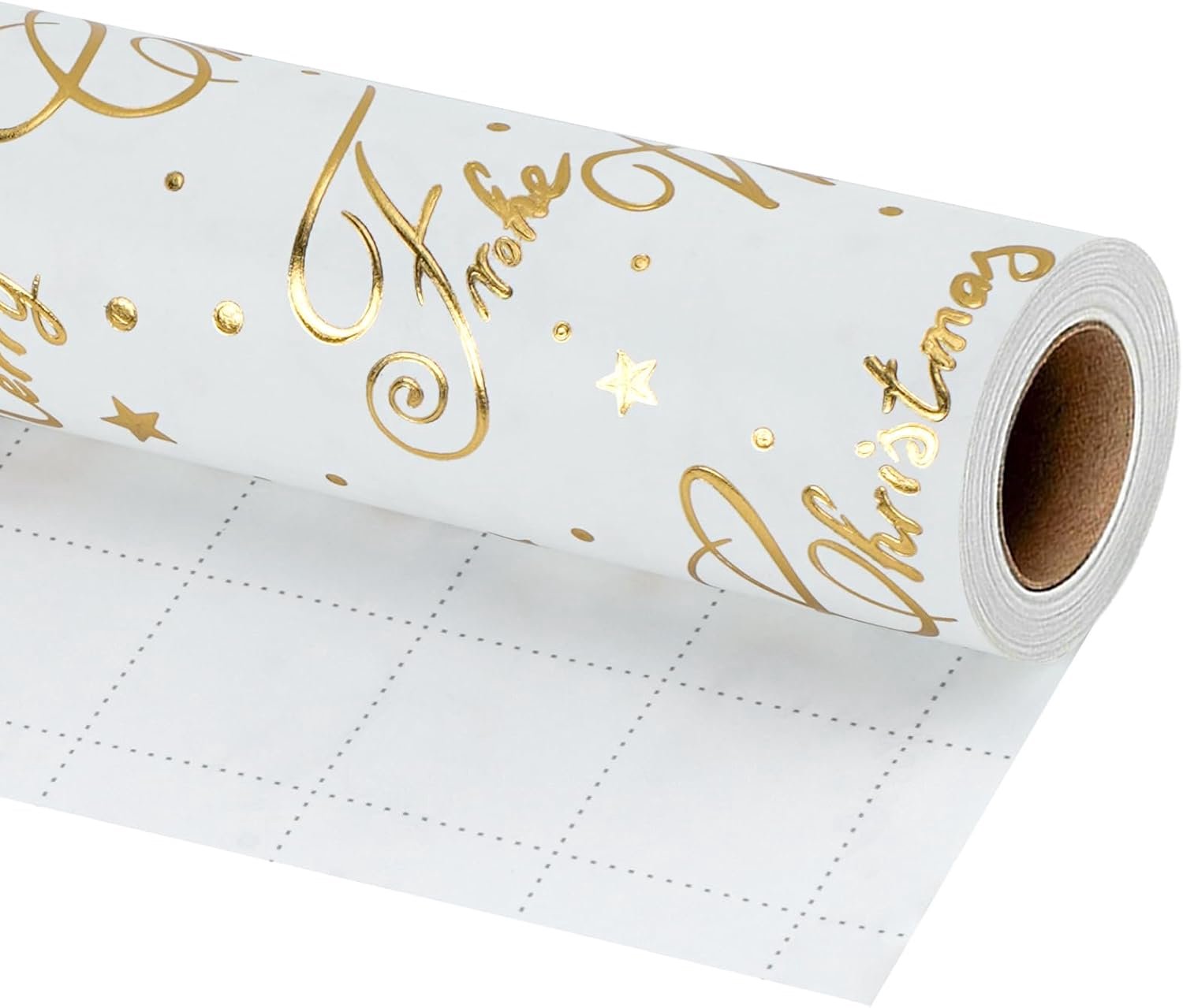 Cadeaupapier Kerstmis 43 cm x 5 m - goudfolie letters - elegant design - feestelijke verpakking - Vemera