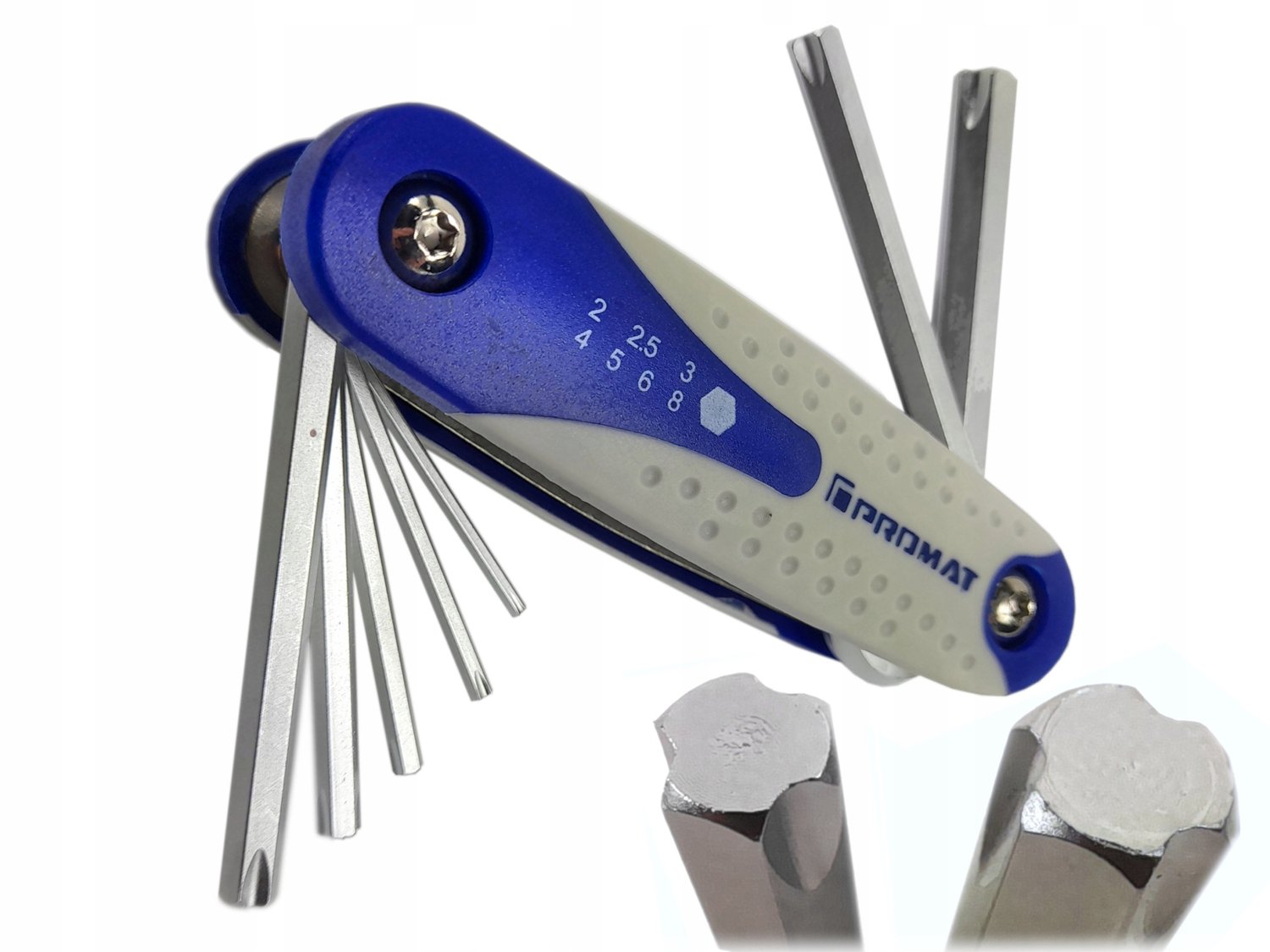 Promat Inbussleutelset HEX 2-8 mm, 7-delig, voor beschadigde schroeven