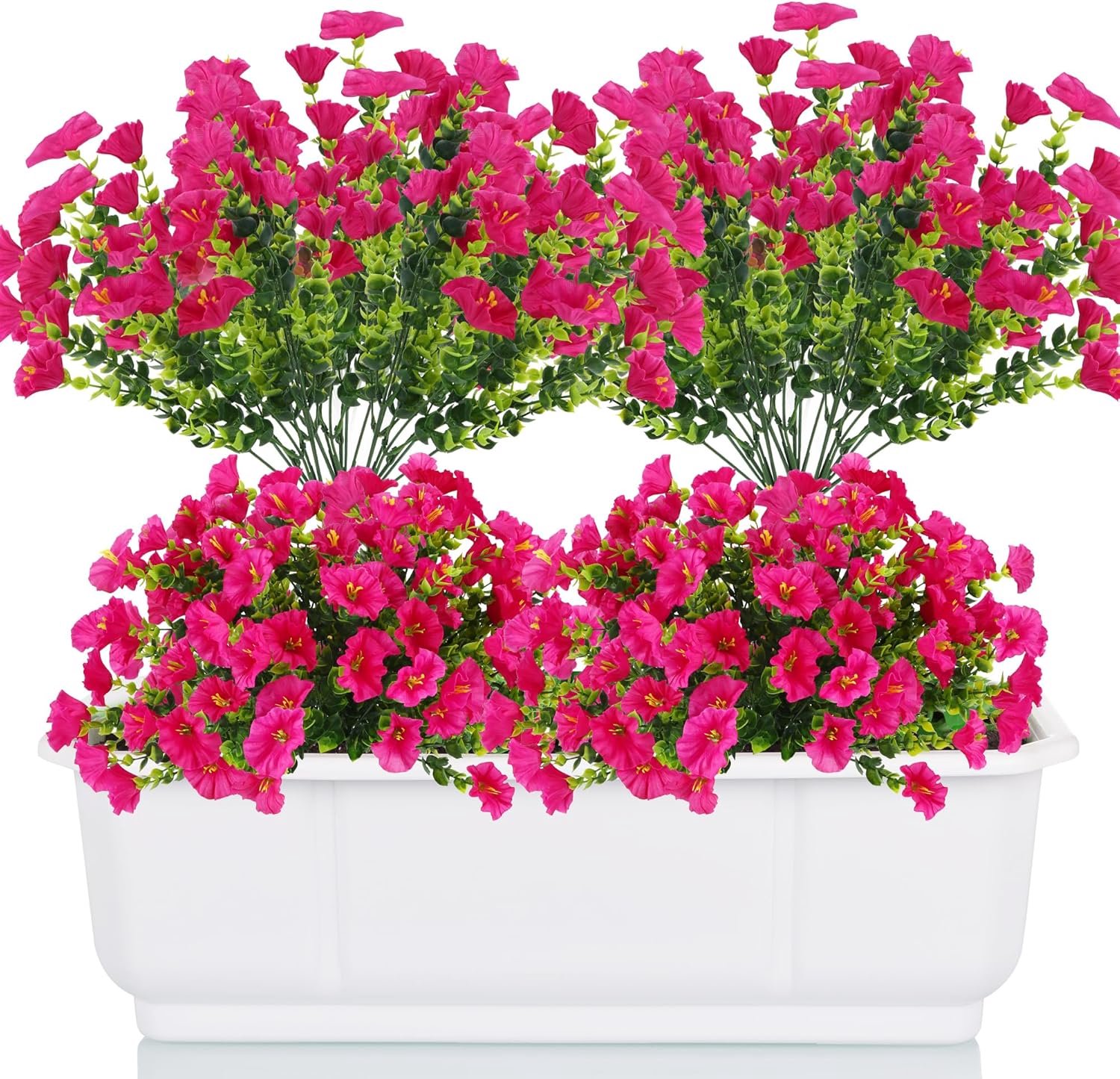 SnelShoppen - 6 Bundels Kunstbloemen Petunia - Weerbestendig Silk Flowers Boeket - UV-Bestendig voor Balkon, Bloembakken en Planten - Ideaal voor Binn
