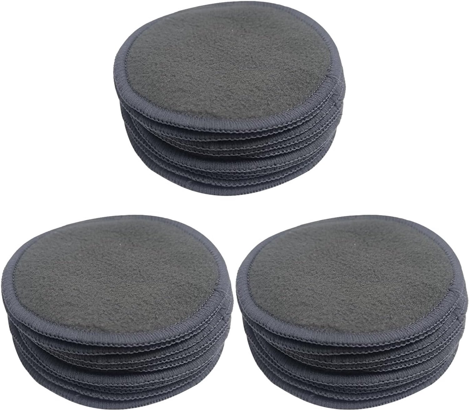 SnelShoppen - 30 Stuks Herbruikbare Makeup Remover Pads - Zachte en Absorberende Gezichtsdoekjes van Bamboe - Charcoal Grey - Geschikt voor Ontsmettin
