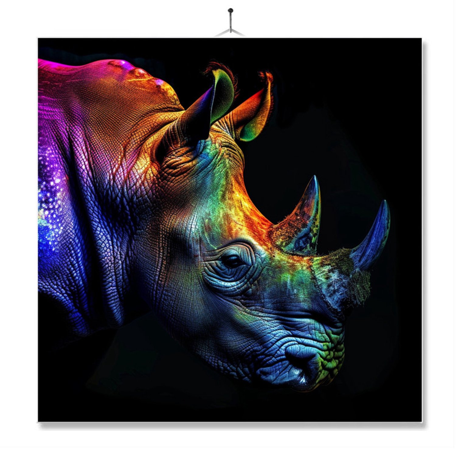MC Living Tegel Met Opdruk | Geschenk | Dier | Regenboog | HD | Neushoorn Ontwerp 1