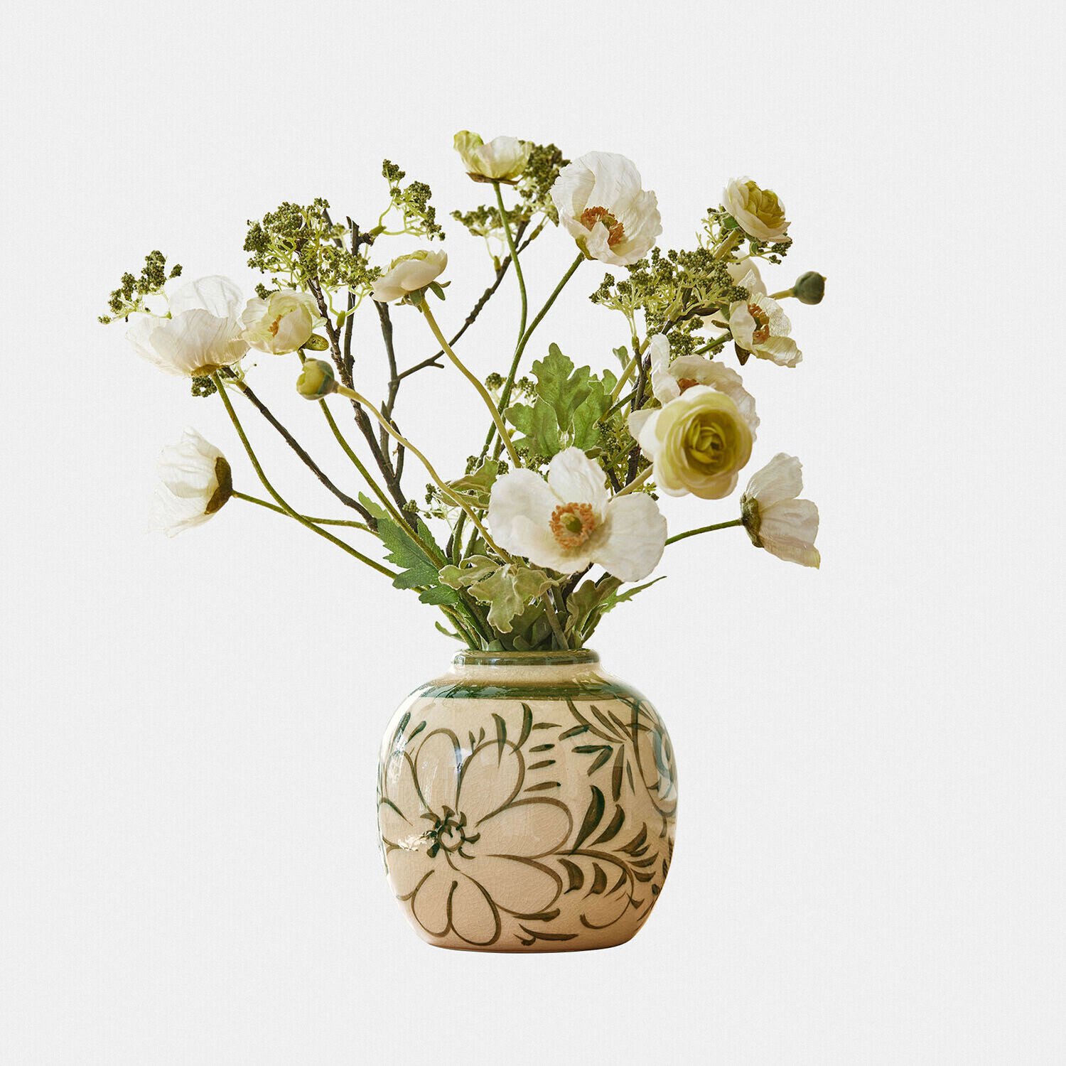 Loberon Vaas Avignonel crème/groen