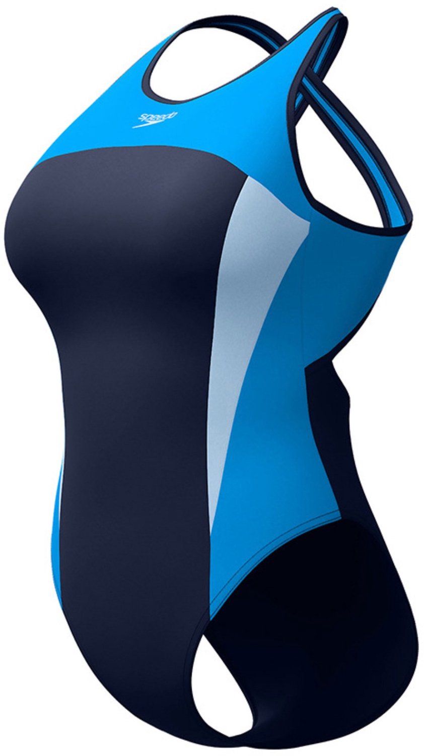Speedo dames high neck x back badpak splice blauw