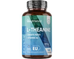 WeightWorld L-Theanine met Zwarte Peper en Vitamine B6 - 400 mg per portie - 180 vegan capsules voor 6 maanden