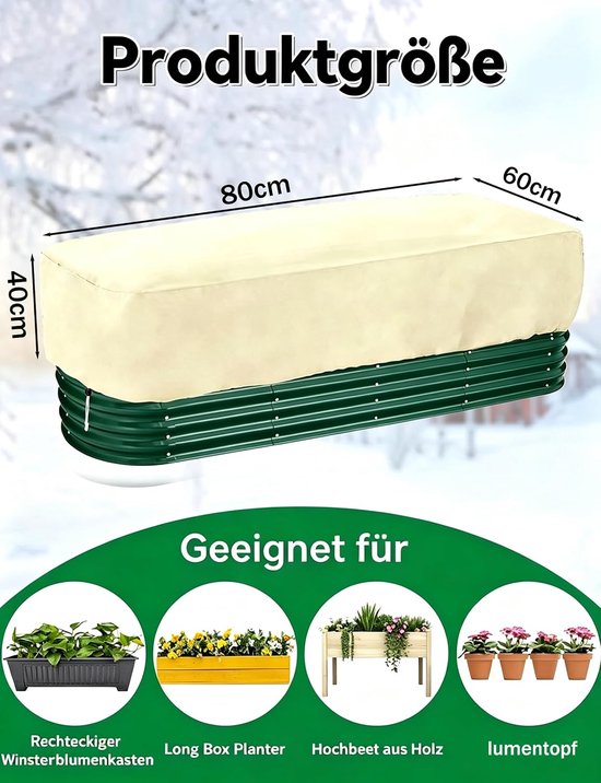 2 stuks plantenbescherming winter voor bloembakken en borders, beige — afbeelding 2