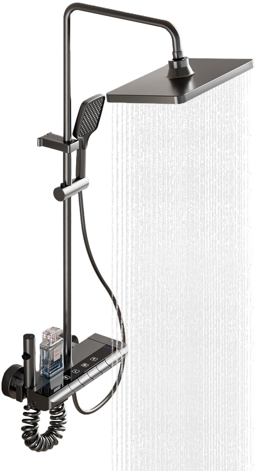 Complete Douche Set met Piano Knoppen en Verstelbare Rail