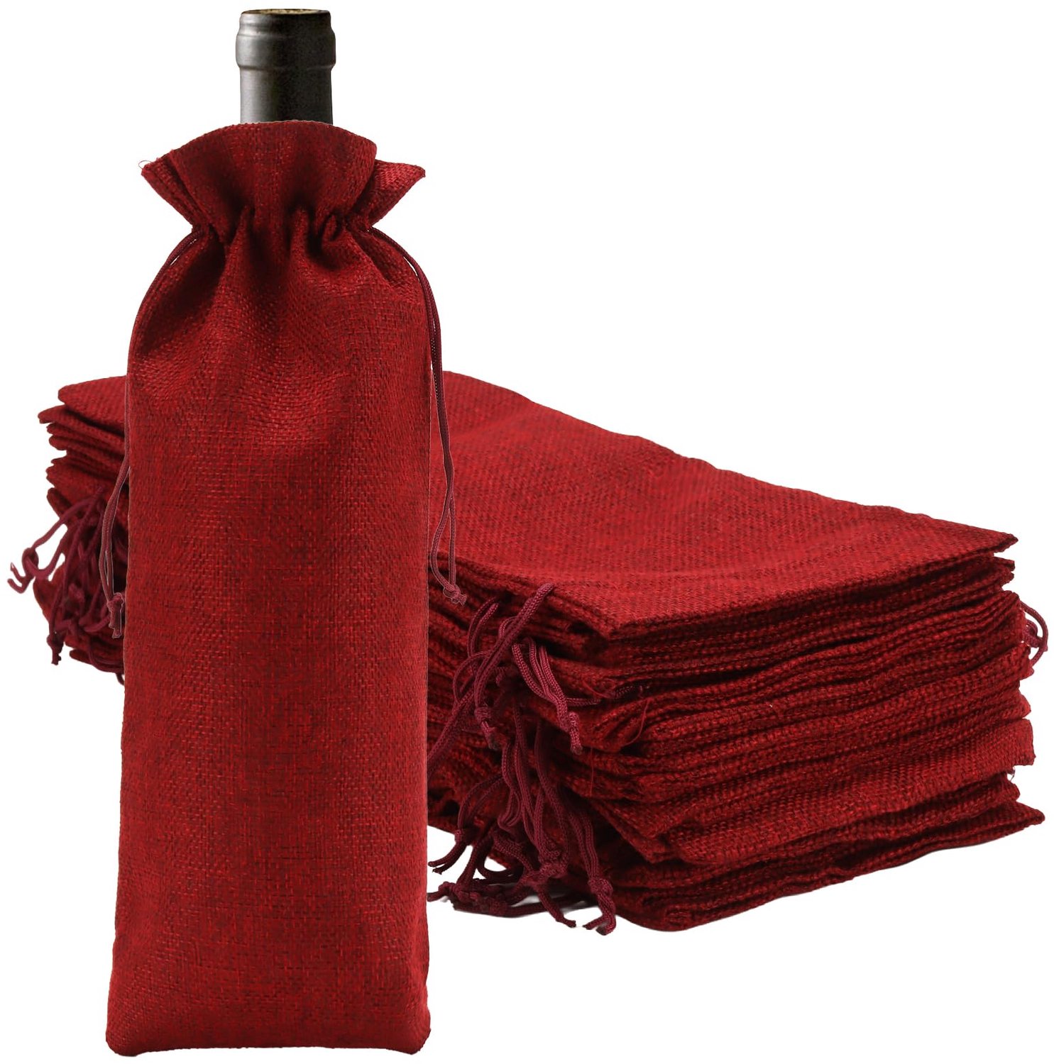 Set van 30 Jute Wijnzakken 15 x 35 cm met Trekkoord