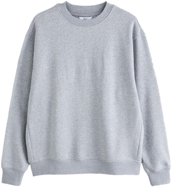 Grijs sweatshirt met ronde hals in een normale pasvorm, geïsoleerd op een witte achtergrond.