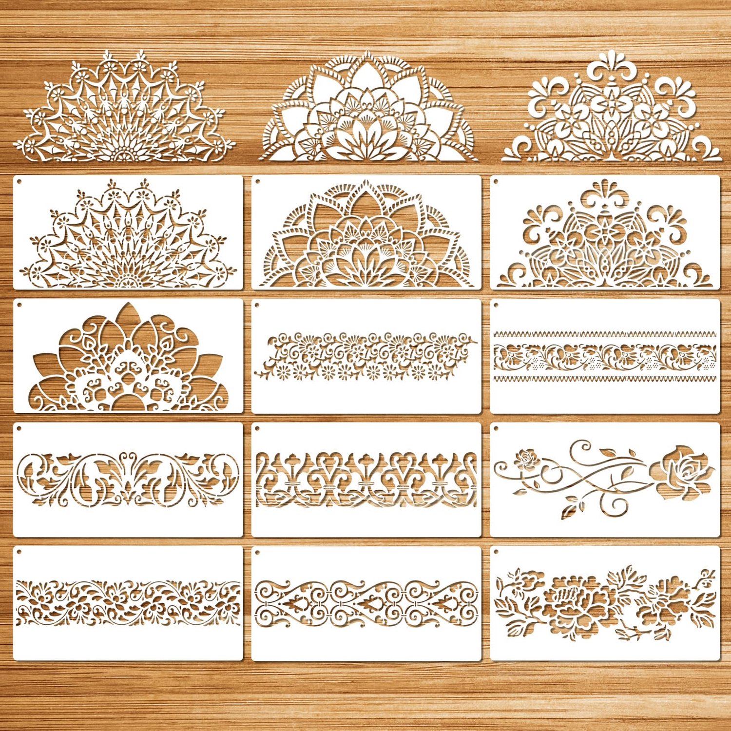12 Stuks Mandala Sjablonen voor Creatieve Projecten