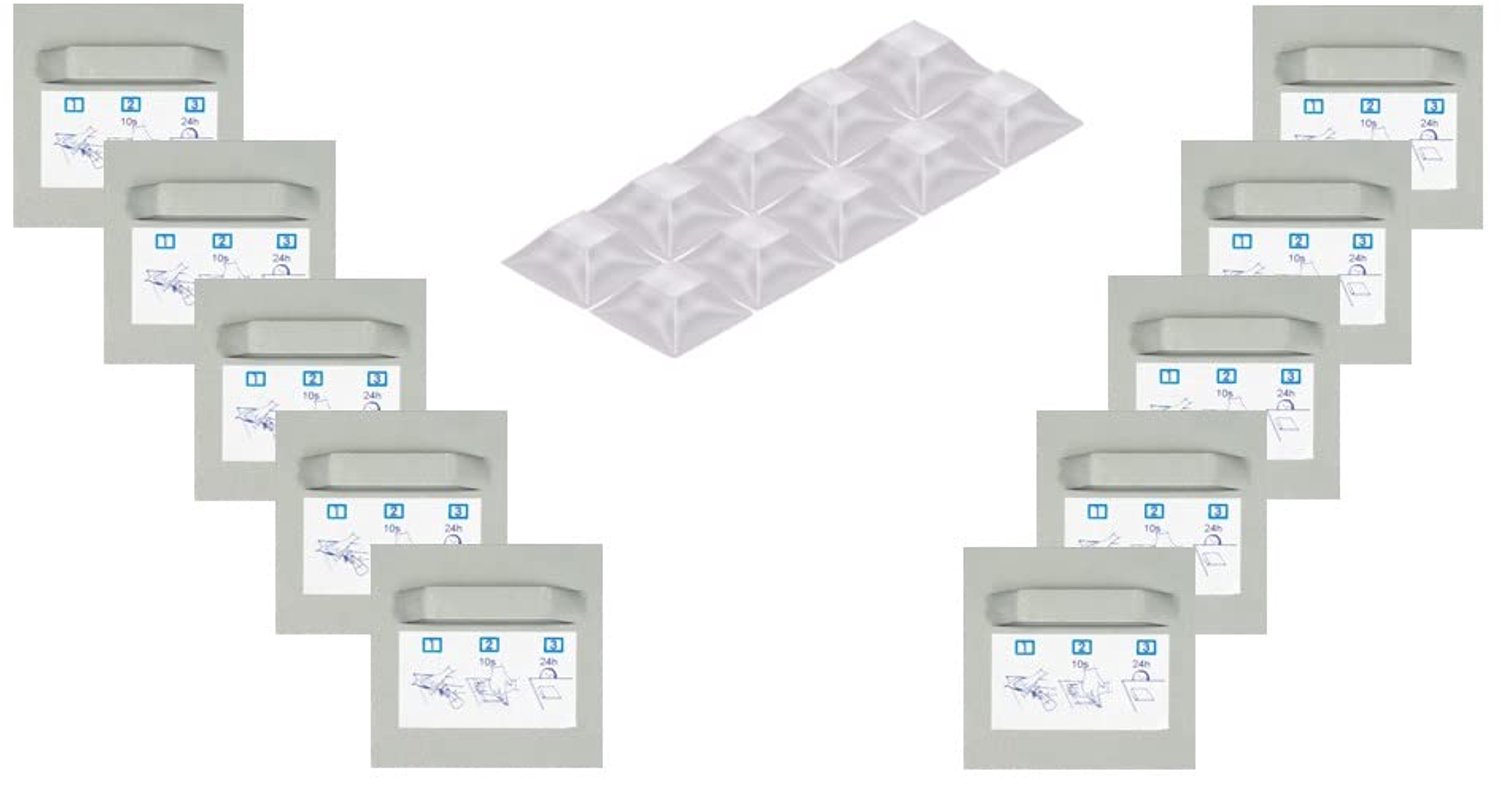 Set van 10 Zelfklevende Spiegelplaten met Oog en Siliconen Spacer