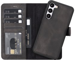 Lykke Samsung Galaxy S23 Plus Hoesje - Echt Leren Wallet Case - MagSafe Compatibel - RFID Bescherming - Pasjeshouder - Uitneembare Backcover- Zwart