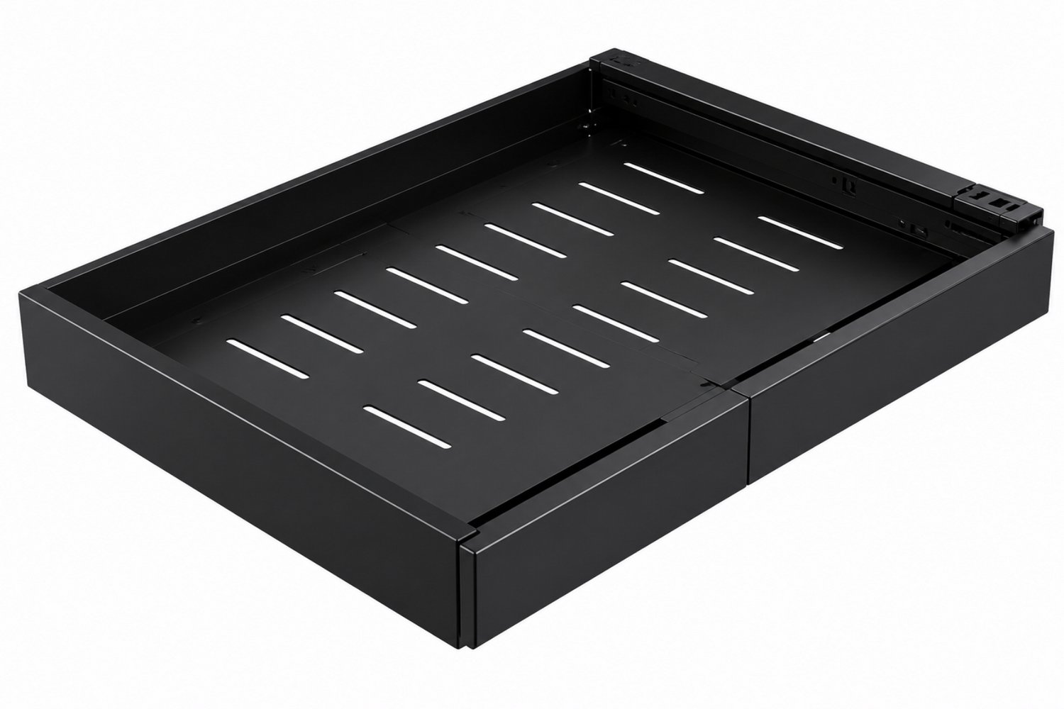 Noventra Uittrekbare keukenkast organizer - Verstelbaar Opbergrek voor Keukenkast van 31 tot 51 cm - Metalen Uittrekbare Opberglade - Keukenorganizer voor Pannen, Servies en Kruiden - Zwart