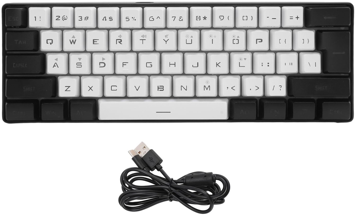 Gaming Toetsenbord Ultra Compact 60% - RGB Verlichting - USB Plug & Play - Draagbaar - Duurzaam - Stille Typervaring