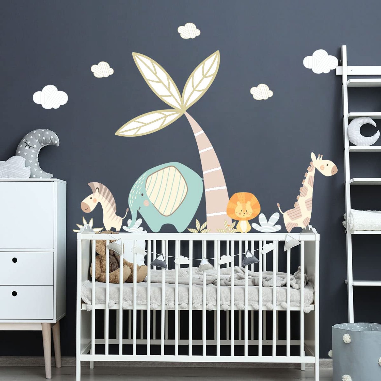 Wandsticker Kinderkamer - Scandinavische Dieren 60x90 cm