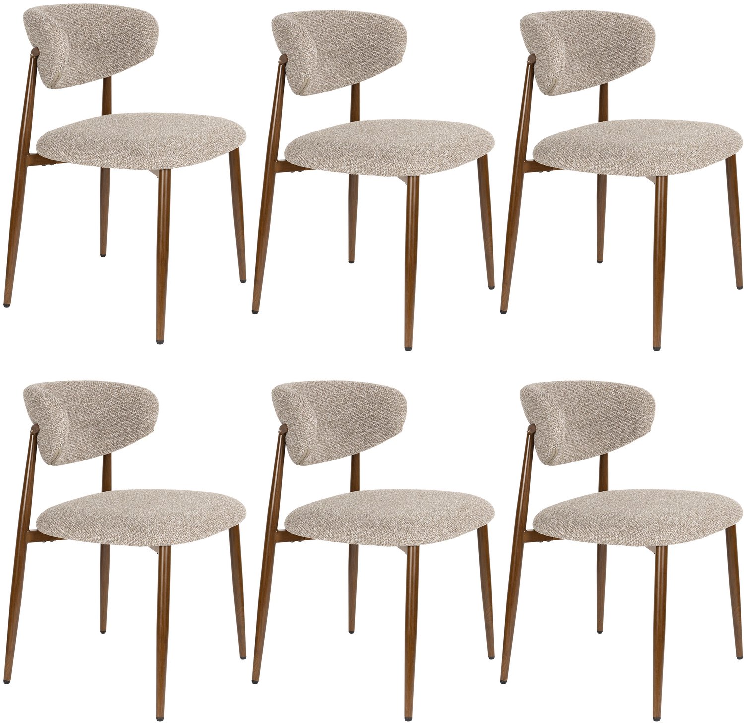 Housecraft Living Noor Eetkamerstoelen Bruin - Set van 6