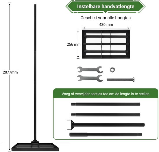 Heavy Duty Lawn Leveling Rake met Roller Hoofd — afbeelding 5