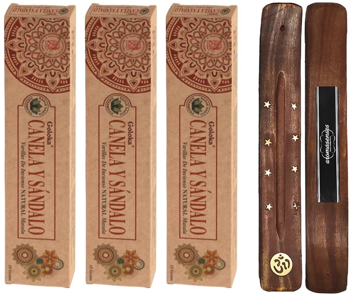 Organic Kruidige Incense Set met Houder - Kaneel en Sandelhout