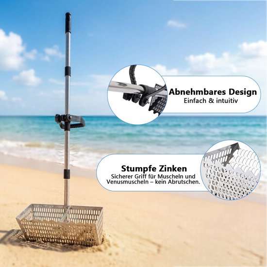 Strand Hark met Zeef - Roestvrij Stalen Zandvlooienhark 40 cm Breed — afbeelding 2
