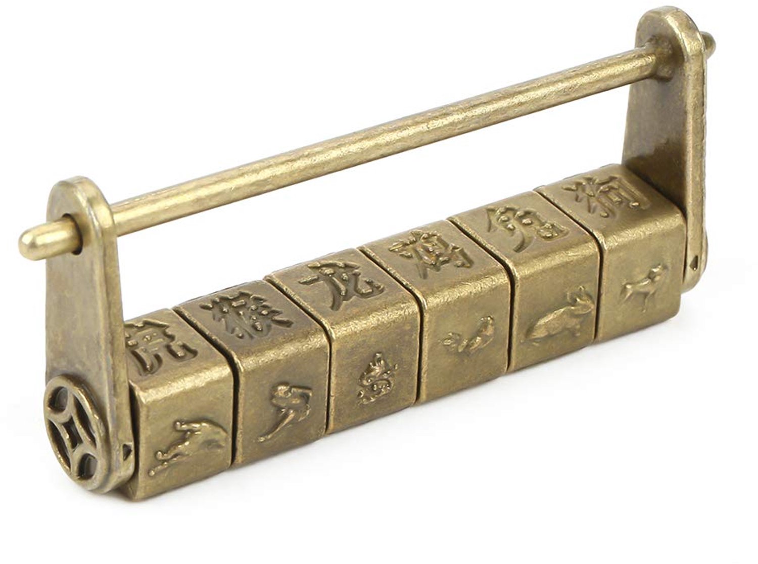 Vintage Chinese Antieke Code Hangslot voor Sieraden